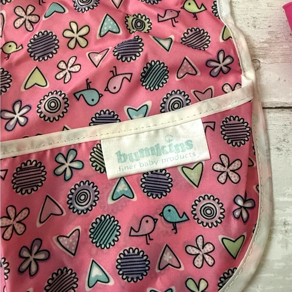 Baby Girl Waterproof Bibs Pink Silicone Tommy Tippee & Hearts Birds Bumkins